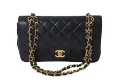 極美品 CHANEL シャネル マトラッセ23 Wフラップ Wチェーン ショルダーバッグ 1番台 ラムスキン ココマーク ブラック ゴールド金具 中古 4b001700
