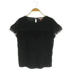 トッカ TOCCA 洗える MINUET トップス Tシャツ カットソー 半袖 レース フリル M ブラック /MY ■OSのサムネイル
