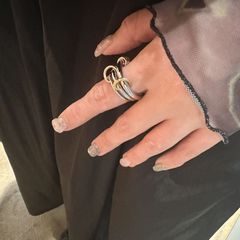 コネクテッドリング 11号 14号 16号 ステンレスリング リング ミックスカラー 指輪 ３連風 金属アレルギー対応 デザインリング 韓国アクセサリー 356R シースキー【seasukii】