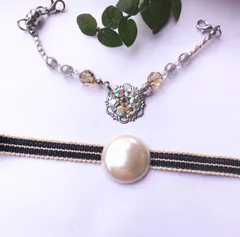 1100マヴェパール風帯留めとマグネット付きスワロフスキートパーズカラーの羽織紐