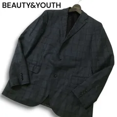 BEAUTY&YOUTH ユナイテッドアローズ 秋冬 総裏 ウール★ グレンチェック テーラード ジャケット Sz.48 メンズ 灰 グレー