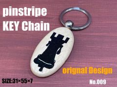 【送料無料!!】No.009 pinstripe キーホルダー ピンストライプ チェス 戦車 ルーク 両面デザイン ハンドメイド バイク