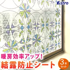 アストロ 公式 アウトレット  少々難あり品 訳あり 断熱 結露防止シート 窓 断熱シート ステンドグラス風 3枚(本)セット 断熱フィルム 水で貼れる  結露防止フィルム 窓用シート 防寒シート 目隠しシート 冷気対策 エコ 節電 省エネ 623-43のサムネイル