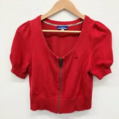 バーバリーブルーレーベル　赤　ジップカーディガン　38