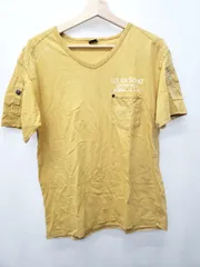 ◇ ⊂ AVIREX アヴィレックス ミリタリー 半袖 Tシャツ サイズL イエロー系 メンズ E  【1507100013149】