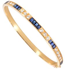 ヴァンクリーフ&アーペル Van Cleef & Arpels バングル カフ ダイヤモンド K18YG 18.5g サファイア レディース【中古】