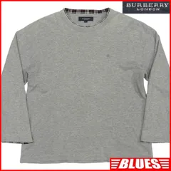 BURBERRY LONDON バーバリー Tシャツ M ロンT カットソー ノバチェック グレー 刺繍 バーバリーロンドン シャツ_カットソーサイズM一覧←SEULB屋着古← TY4036