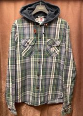 美品』papas パパス フディーシャツ ヒッコリーストライプ プリント
