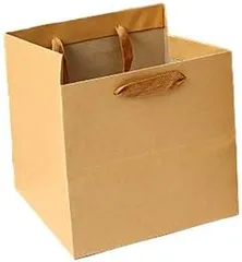 正直屋 紙袋 引き出物袋 特大紙袋 マチ広手提げ袋 正方形手提げ袋 幅広紙袋 ケーキ袋 マチ広紙袋 クラフト紙 シンプル紙袋 無地紙袋 スクエア型 厚手袋 ギフトバッグ 5枚セット (30✕30✕30㎝) [30✕30✕30㎝]