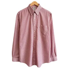 Brooks Brothers ブルックスブラザーズ ボタンダウンシャツ コットンシャツ ストライプ ポケット付き 長袖シャツ 赤×白 No.G785