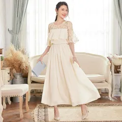 ドレス パーティードレス ロングワンピース シフォン ドレス ドレスワンピース 総レース ロング丈 結婚式 披露宴 二次会 20代 30代 40代 レディース フォーマル 春 夏 秋 冬 お呼ばれ cuiying110