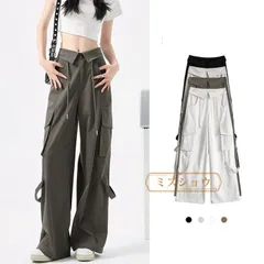 カーゴパンツ レディース ミリタリー ワイドパンツ ウエストゴム ヒップホップ ダンス ファッション カジュアル おしゃれ ゆったり mini02