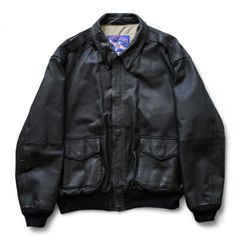 Leather Jacket レザージャケット A2 アメリカ古着 ブラック サイズXL