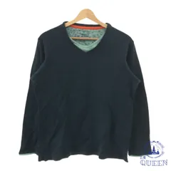 ☆美品☆ TOPVALU トップバリュ トップス Tシャツ 重ね着風 カジュアル 長袖 レディース ネイビー M 901-5636 送料無料 古着