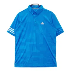 サイズ：L ADIDAS GOLF アディダスゴルフ  異素材切替 半袖ポロシャツ ボタンダウン 総柄 ブルー系 [240101530641] ゴルフウェア メンズ ストスト
