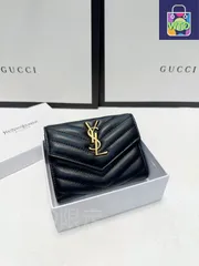 【今日特価】Yves Saint Laurent イヴサンローラン 人気シームレスレザーウォレット クラシックデザイン、高耐久性