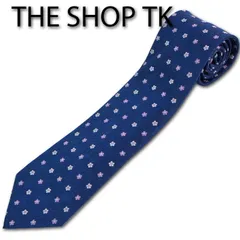 タケオキクチ THE SHOP TK 小花紋柄 シルク１００％ ネクタイ ネイビー 紺 ギフト プレゼント 就活 無料ラッピング可能
