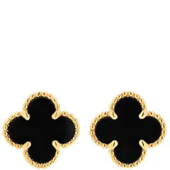 ヴァンクリーフアーペル Van Cleef & Arpels ピアス スウィート アルハンブラ K18YG オニキス ブラック×イエローゴールド 黒 750YG 18K  VCARA44900 【箱】【中古】