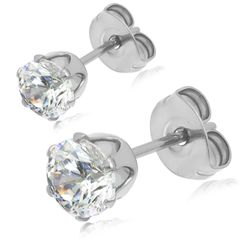 【純チタンピアス ジルコニア 幅4mm】[Adelina Style] 純チタン スタッド ピアス 人気 つけっぱなし メンズ レディース 1ペア 6爪 高輝度 5A キュービックジルコニア 20G 金属アレルギー対応 男女
