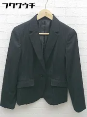 ◇ WHITE JOOLA ストライプ シングル 1B 長袖 テーラードジャケット サイズ11AR ブラック グレー レディース 【中古】 【1002802066610】