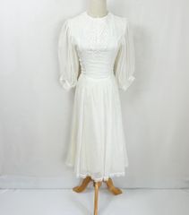 【フォロワー様クーポン配布中！】ヴィンテージ 70s USA製 GUNNE SAX ガニーサックス レース ホワイトドレス 輸入古着 レディース ビンテージ 70年代 アメリカ製 フォーマル ウェディング ウエディング 結婚式 フォトウェディング 【S431】