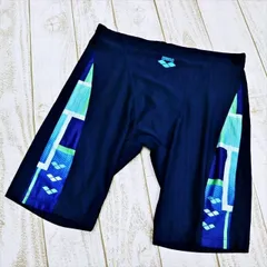 SE2-S67☆arenaアリーナ競泳水着 XL 大きいサイズ* 紺青水色 ハーフスパッツ ぴたぴた クール 爽やか メンズ 練習用水着 フィットネスジムプール■