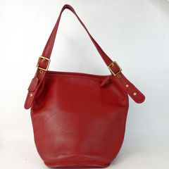 【COACH】コーチ ショルダーバック 肩掛け 9085 レッド オールレザー チャーム付き レディース【中古】6-5 41051