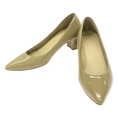 【美品】  Le Talon / ルタロン | パテントレザー ポインテッドトゥ チャンキーヒール パンプス | 23 | ベージュ | レディース