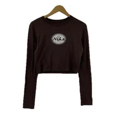 NIKE ナイキ SLIM FIT クロップド丈 プリント長袖Ｔシャツ sizeL/ブラウン
