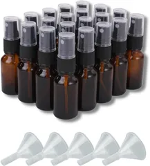 Chocople 遮光瓶 スプレーボトル 精油 アロマオイル 詰め替え 保存用 ガラス製 20本セット ブラウン 漏斗付き(10ml)