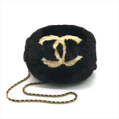 美品 CHANEL シャネル ココマーク チェーン ショルダー バッグ ラパンファー ラビットファー ウォームアーマー ブラック a6676