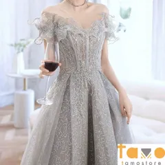 2024年　オフショル イブニングドレス フリル スパンコール ゴージャス レデ