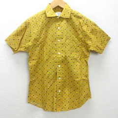G■ユナイテッドアローズ/UNITED ARROWS B＆Y 半袖シャツ/ダイス柄 1216-149-1260【XS】黄/men's/122【中古】■