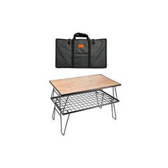 キャンピングムーン(CAMPING MOON) フィールドラック キャンプ ラック 折り畳みラック ブラック 収納バック付き 本体T-230 2点/竹製天板 T-230-2TP