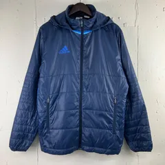 アディダス adidas サンプル品 フード着脱式 中綿ジャケット ダウンジャケット メンズL 古着 ネイビー 紺【f231127006】