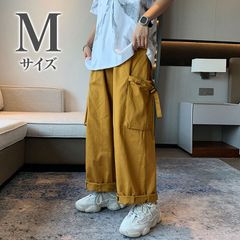 カーゴパンツ　ワイド　袴パンツ　ワークパンツ　ビッグポケット　Mサイズ　カーキ　韓国ファッション　メンズ　レディース