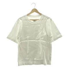 MM6 Maison Margiela / エムエムシックスメゾンマルジェラ | サテンパーツドッキング 半袖 コットン Tシャツ | S | ホワイト | レディース MM6 Maison Margiela / エムエムシックスメゾンマルジェラ