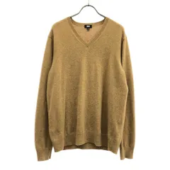 UNIQLO ユニクロ カシミヤ100％ 長袖 Vネック セーター L キャメル ニット メンズ 古着