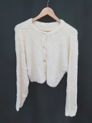 ◇ ⊇ FREE'S MART 前後2WAY シャギーニット ショート丈 長袖 カーディガン サイズFR アイボリー系 レディース E  【1411070011985】