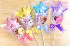 小さい子にも　プチバルーン付お菓子ブーケ♡4個　プチギフト　発表会　結婚式　卒業　卒園　ハロウィン　クリスマス　キャンディーブーケ　お菓子ブーケ　プレゼント　花束の代わりに　お配り用　色、形選べます　喜ばれる　映え　バルーンブーケ　お菓子ブーケ　可愛い　大人気