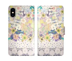 [iPhone14 Pro Max] iPhone16 ケース スカラー スマホケース 手帳型 iPhone16 Pro ケース アイフォン16 15 14 13 12 11 スマホカバー 全機種対応 手帳 ScoLar メルヘン フラワー レース コラージュ