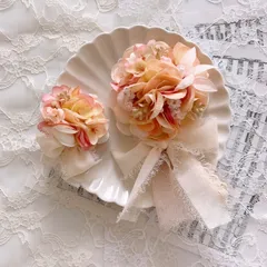 じゃれねこチャンとチェック柄ボタン　くすみ　ピンク　ヘアクリップ　トラネコ じゃれねこチャンとチェック柄ボタンくすみピンクヘアクリップ