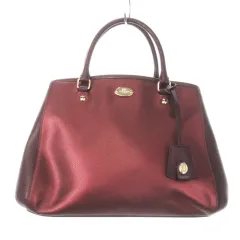 コーチ COACH スモールマーゴットキャリーオール ハンドバッグ 2way ショルダーバッグ レザー チャーム ロゴプレート 赤 ボルドー F35923 /MN17 ■GY18