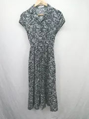 ◇ ⊂ Andemiu アンデミュウ 花柄 膝下丈 ワンピース サイズS ブラック系 レディース E  【1504240023489】