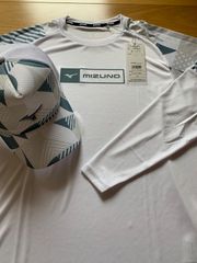 ミズノ 長袖シャツ&キャップセット ホワイト XS.S.Ｍ　新品未使用