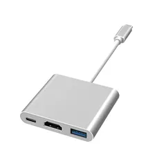 Type-C to HDMI 変換アダプター テレビプロジェクターアダプタ type-cからhdmiに切り替え  3-in-1 USB3.0 高速ポート ハブ 4K 解像度 HDMI 出力ポート USB Type C  高速 デバイス対応 テレビ出力