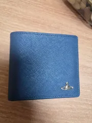 （ほぼ新品）VIVIENNE WESTWOOD ヴィヴィアン・ウエストウッド サフィアーノ 素材 二つ折り財布 コバルトブルー