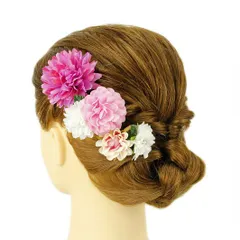 髪飾り 成人式 振袖 前撮り 袴 花 浴衣 夏祭り 花火大会 豪華3点セット ピンク 赤紫 白 ラインストーン ヘアアクセ かんざし No.9-3553