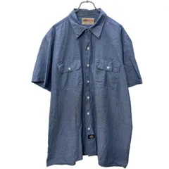 Dickies 半袖 ワークシャツ 2XL サックスブルー ディッキーズ ダブルポケット ビッグサイズ 古着卸 アメリカ仕入 a704-5361