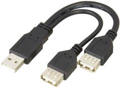 変換名人 データ転送+充電と充電のみを使い分けられる二股(Y字)USBケーブル [ USB A・オス - USB A・メス(x2) ] [ 約15cm x 2 ] USBA/2